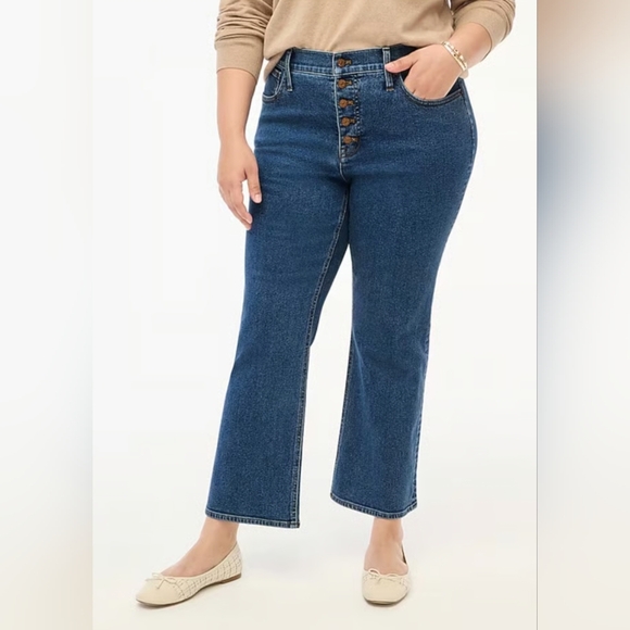 J. Crew Classic Medium Wash Mid Rise Button Fly Flared Ankle Cropped Jeans 32 - Picture 15 of 15